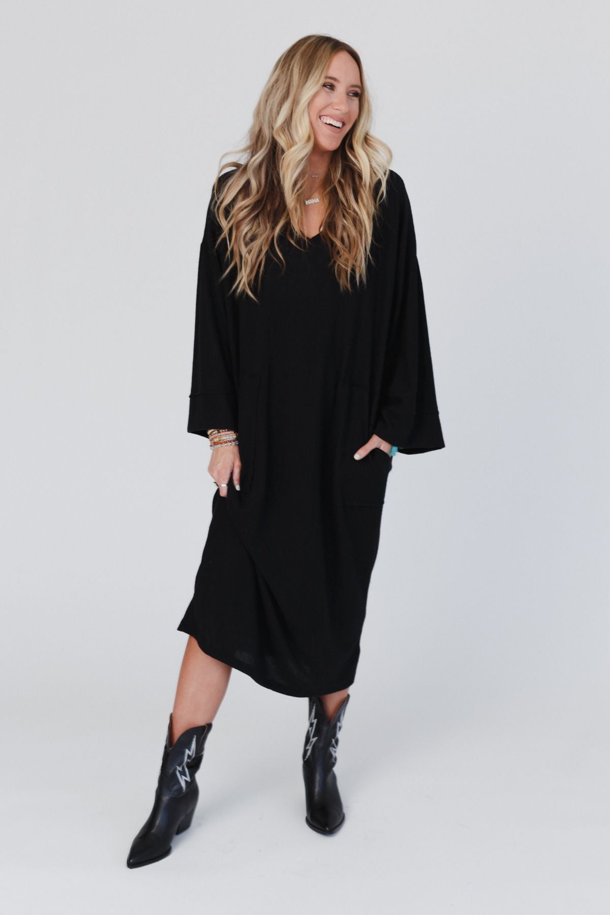 Remi Long Sleeve Maxi Dress - Black