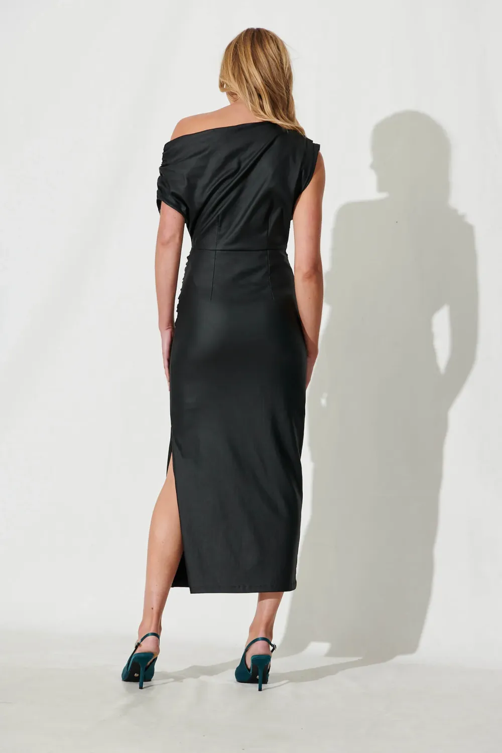 Lovato Maxi Dress In Black Leatherette