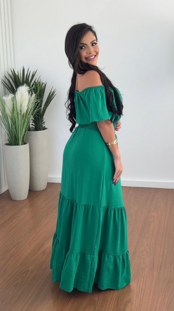 LONG GREEN DEC DRESS