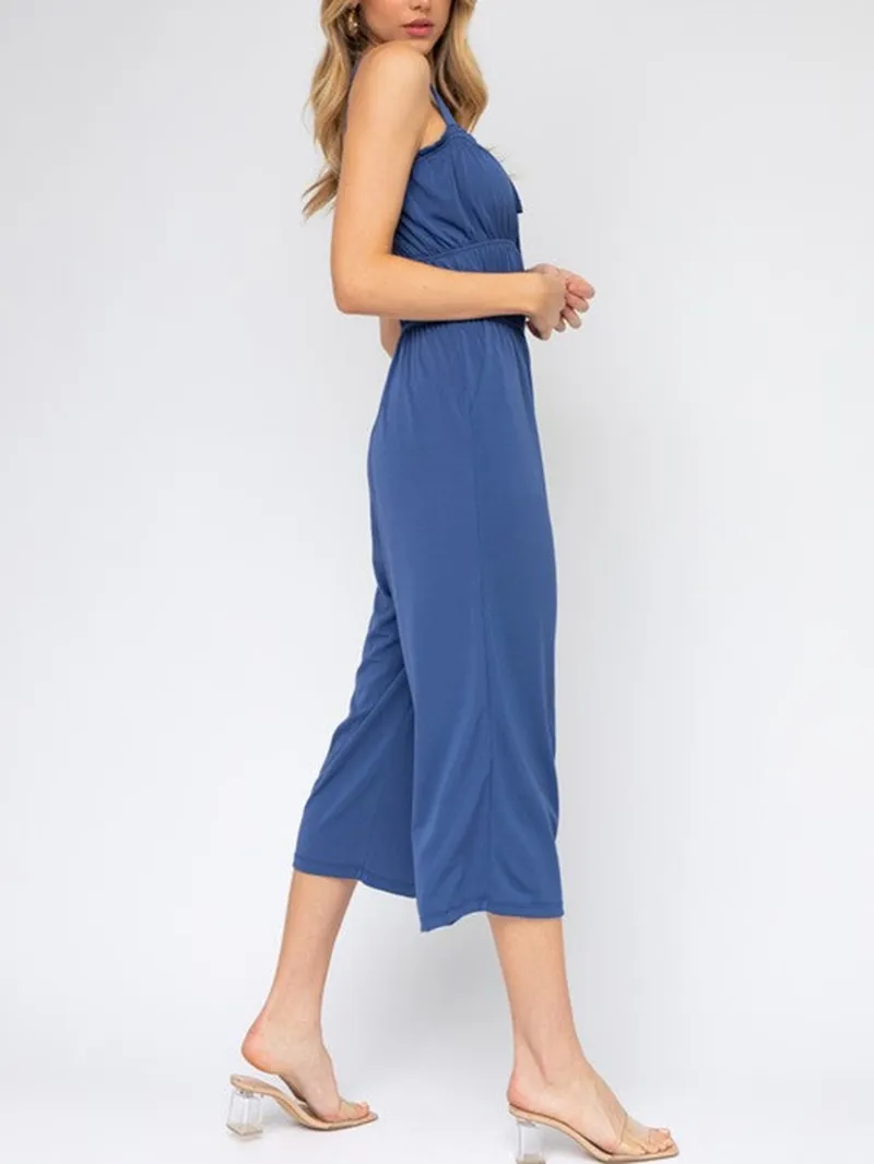 Sleeveless Drawstring Cropped Jumpsuit