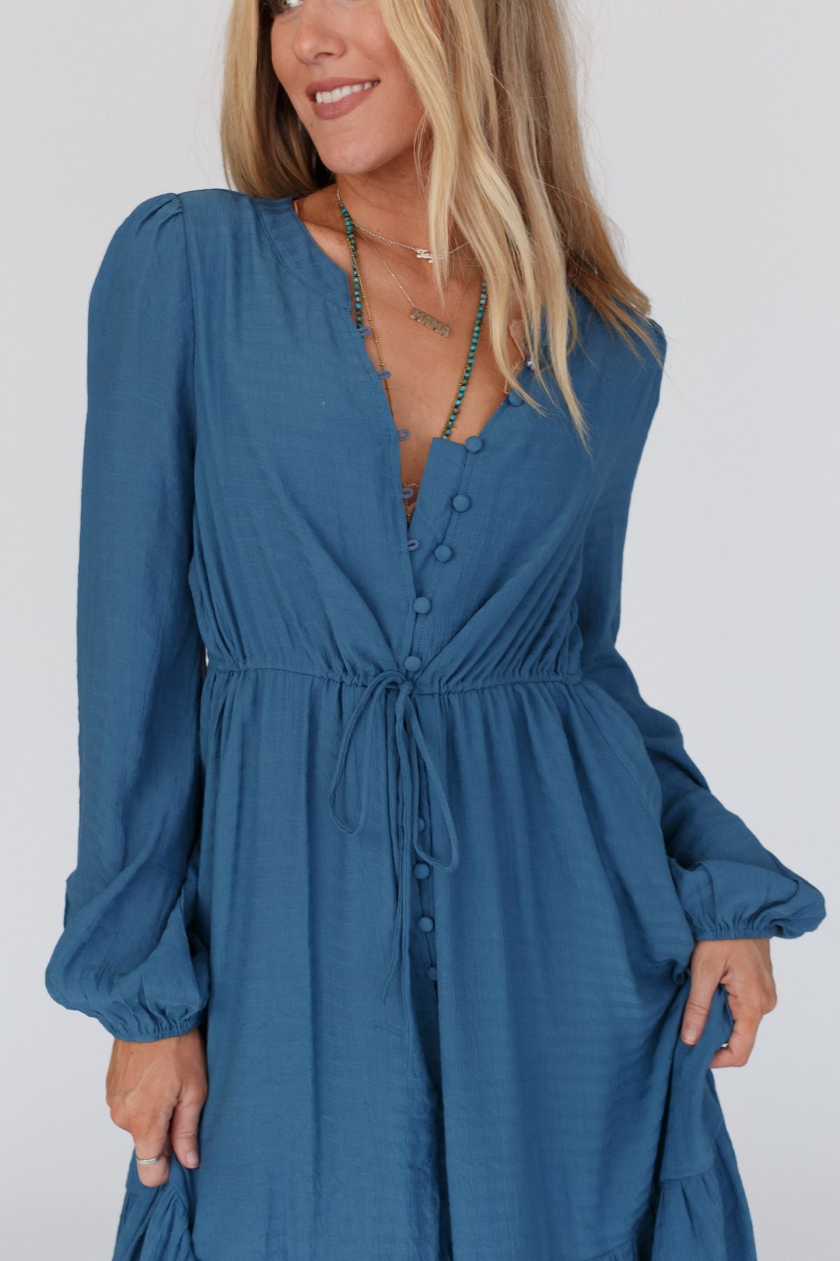 Karmela Puff Sleeve Maxi Dress - Blue