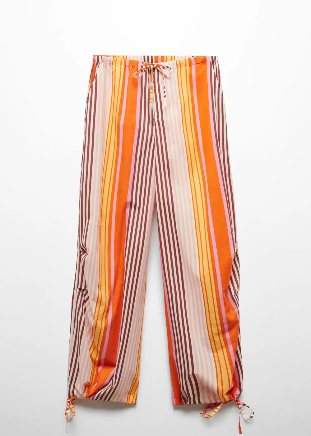 Parachute pants with striped print