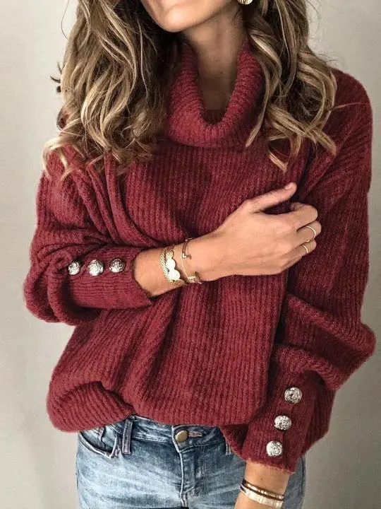 Solid Color Knit Sweater