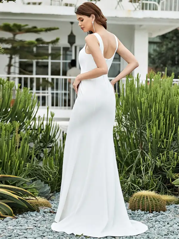 Elegant Sleeveless Square Neckline Wholesale Wedding Dress