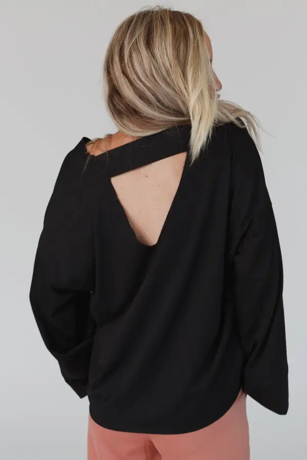 Love It V Neckline Sweater Top - Black