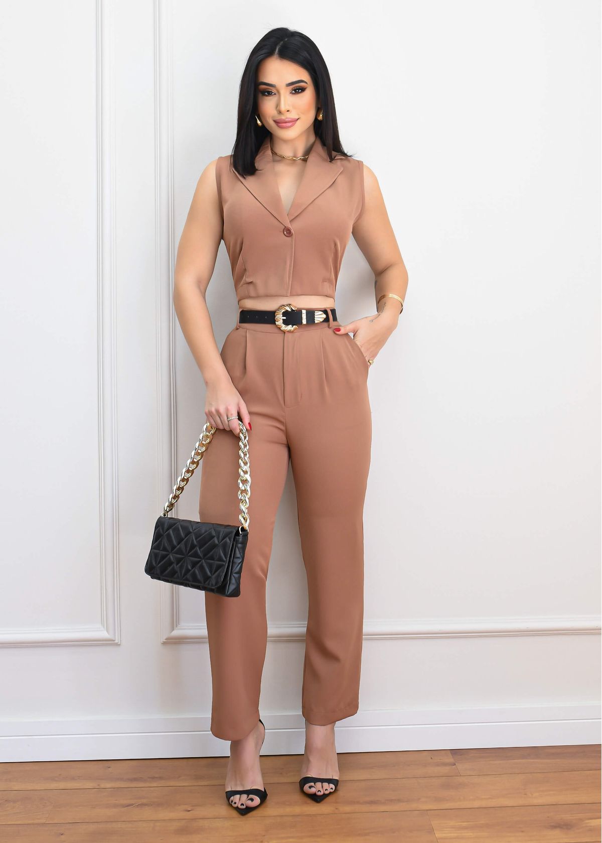 CROPPED SET WITH CLASSIC TAILORED TROUSERS