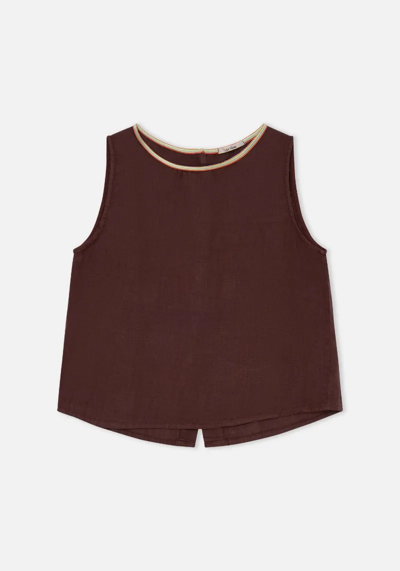 BROWN LINEN ANA TOP