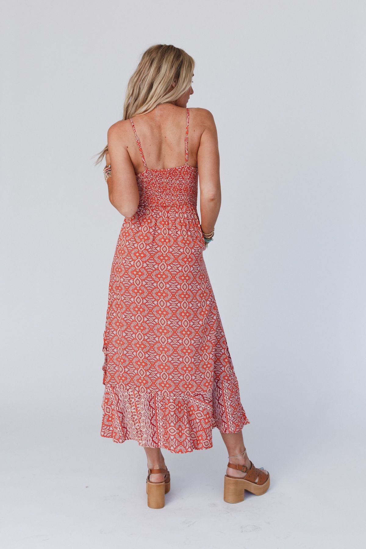 On The Horizon Printed Dress - Rust