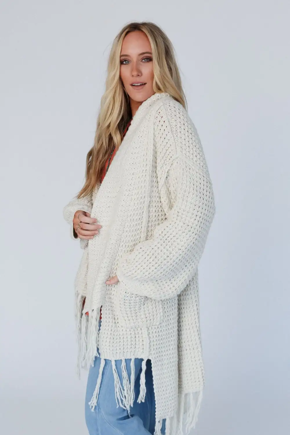 Baby Im Yours Fringe Cardigan - Beige