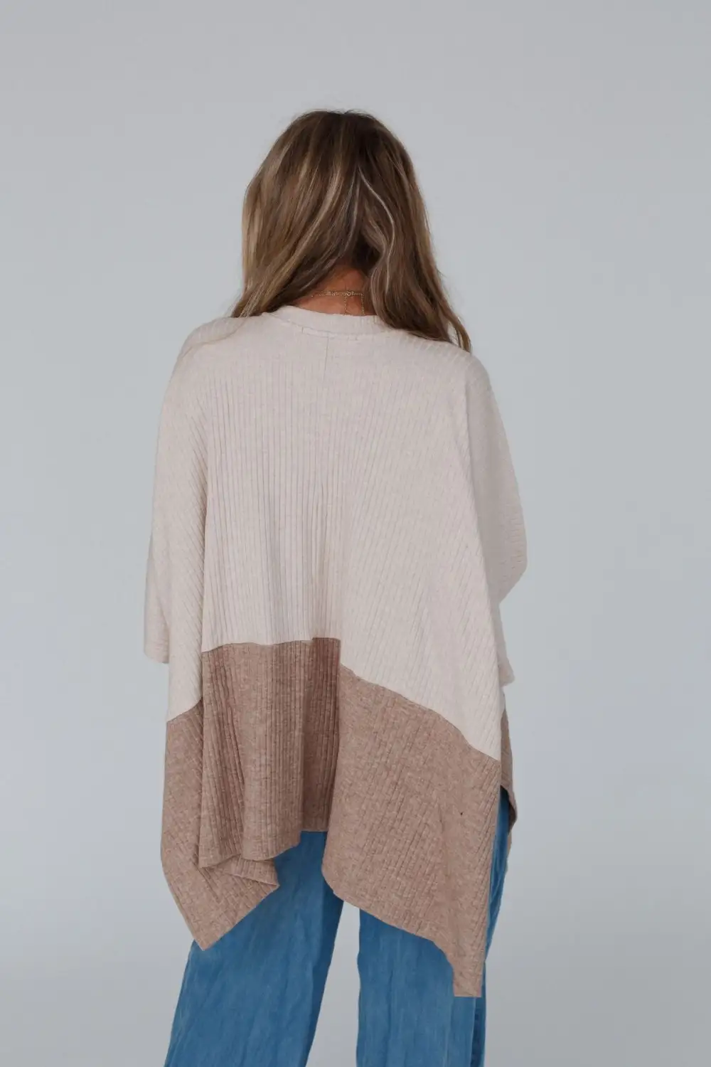 Best For Last Ribbed Poncho - Seashell Dark Mocha