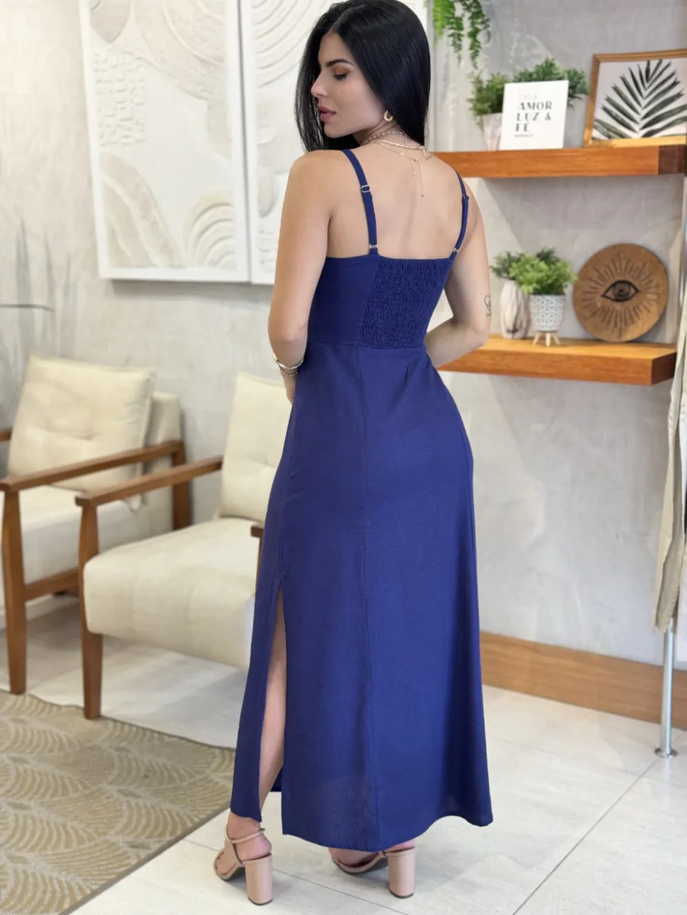 Catarina Blue Linen Dress