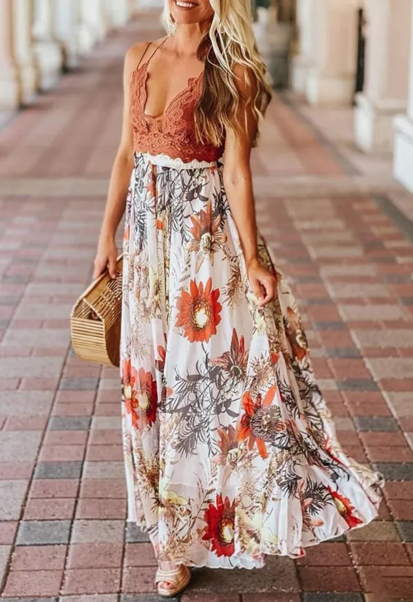 RED FLORAL BLOSSOM MAXI SKIRT