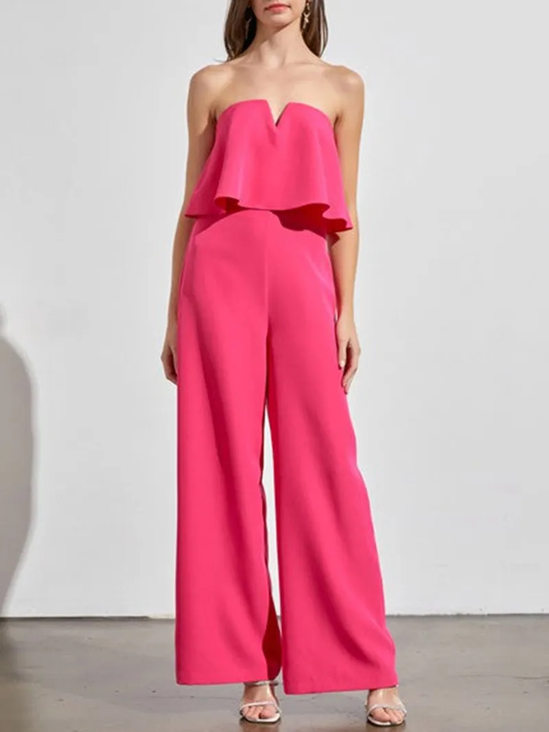 Flare Tube Top With Two Fer Look Jumpsuit