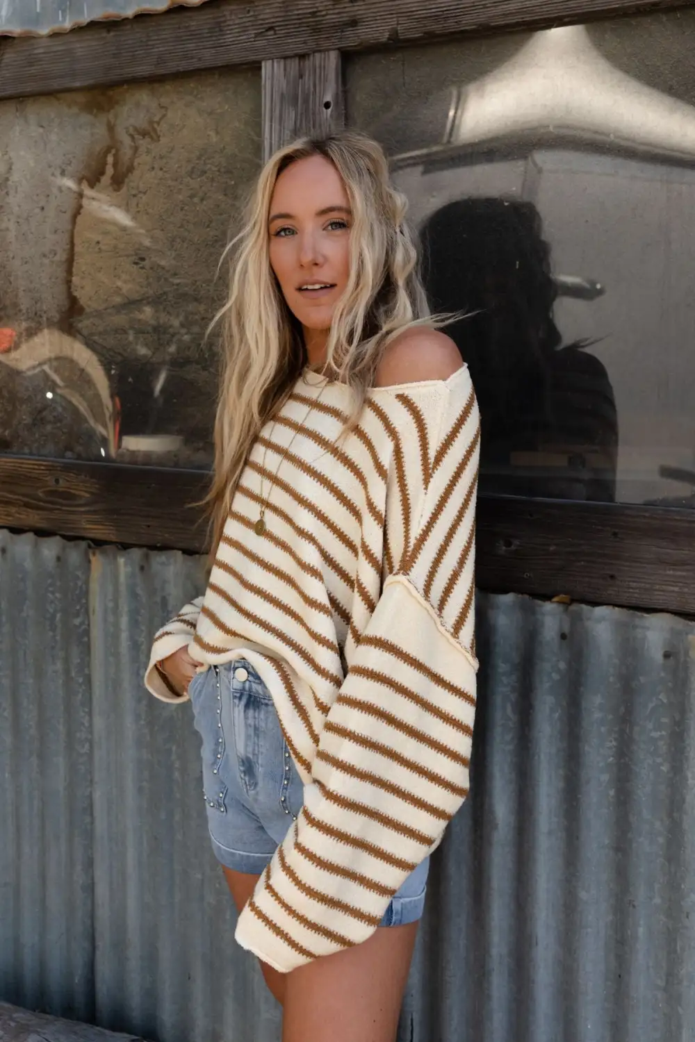 All My Stripes Oversized Sweater - Mustard