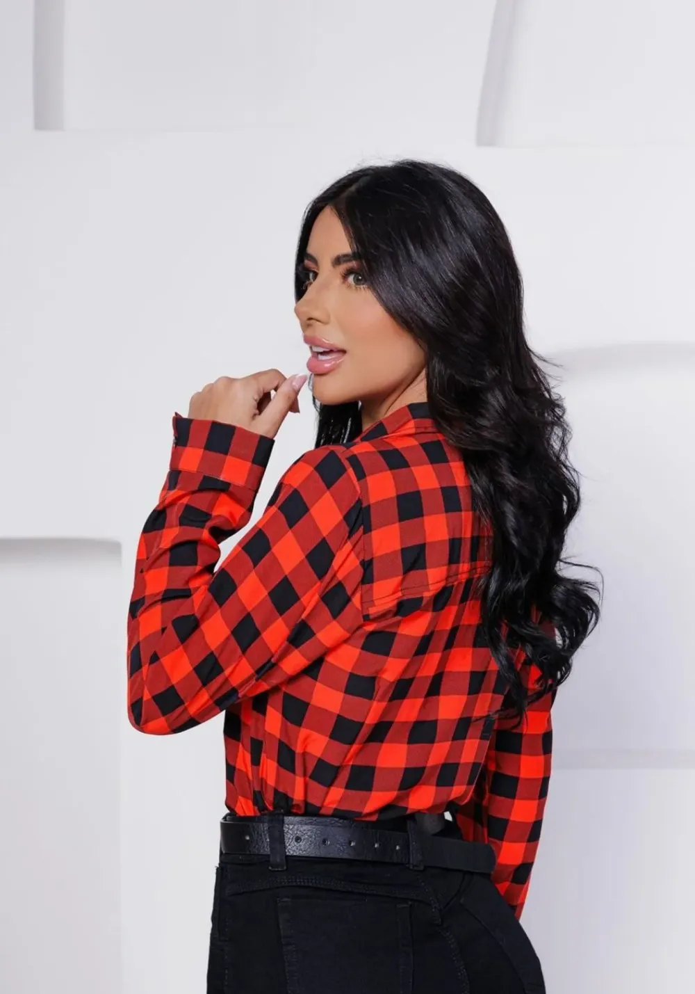 Red Long Sleeve Plaid Shirt