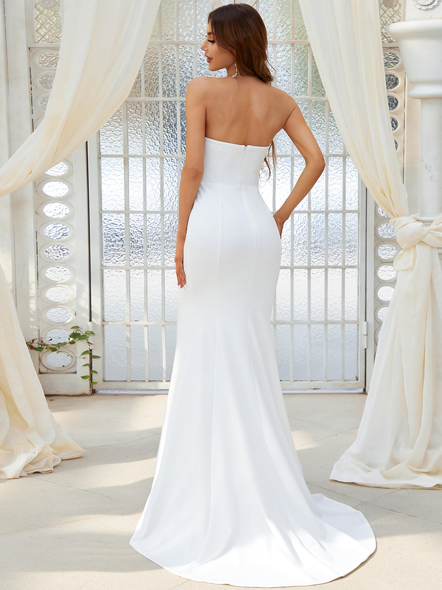 Simple Off Shoulder Wholesale Sweetheart Mermaid Eloping Dress for Wedding