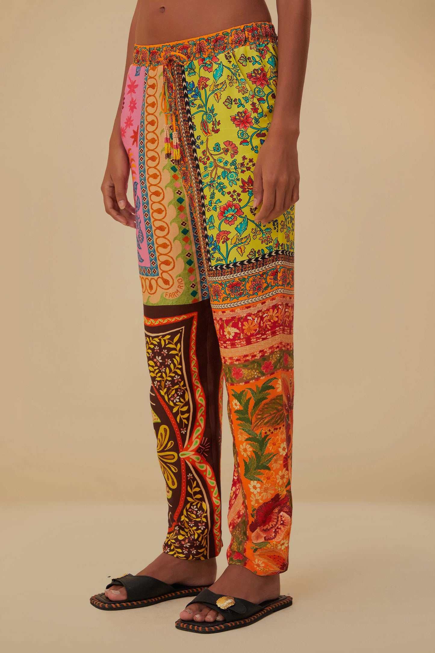 Multicolor Mixed Scarves Lenzing Ecovero Viscose Pants