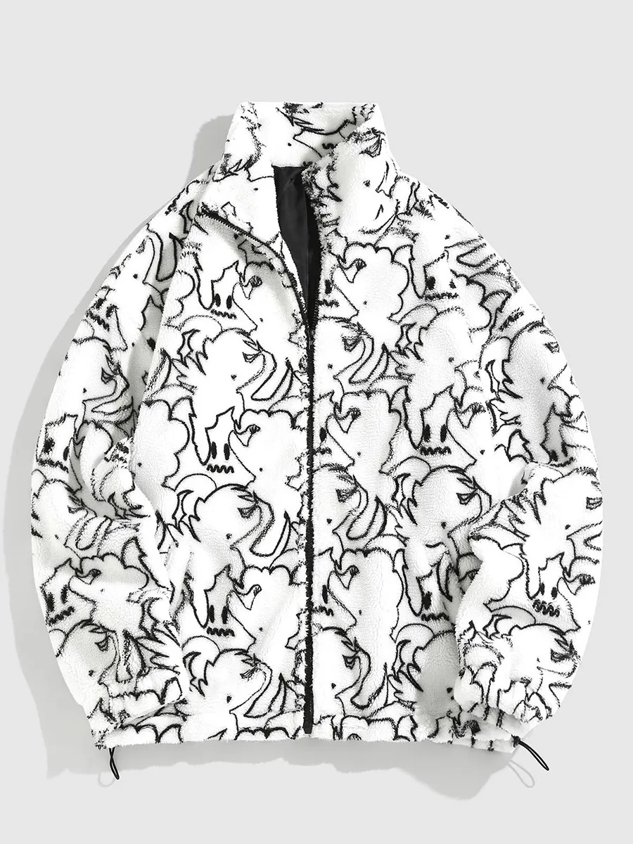 Men's Casual Oversized Print Coat Jacket