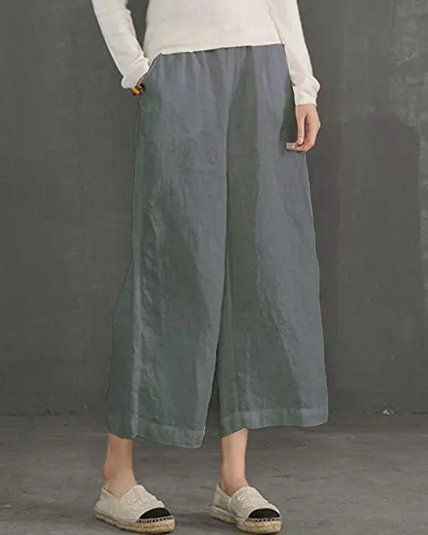 Women Solid Casual Linen Havana Nights Pants