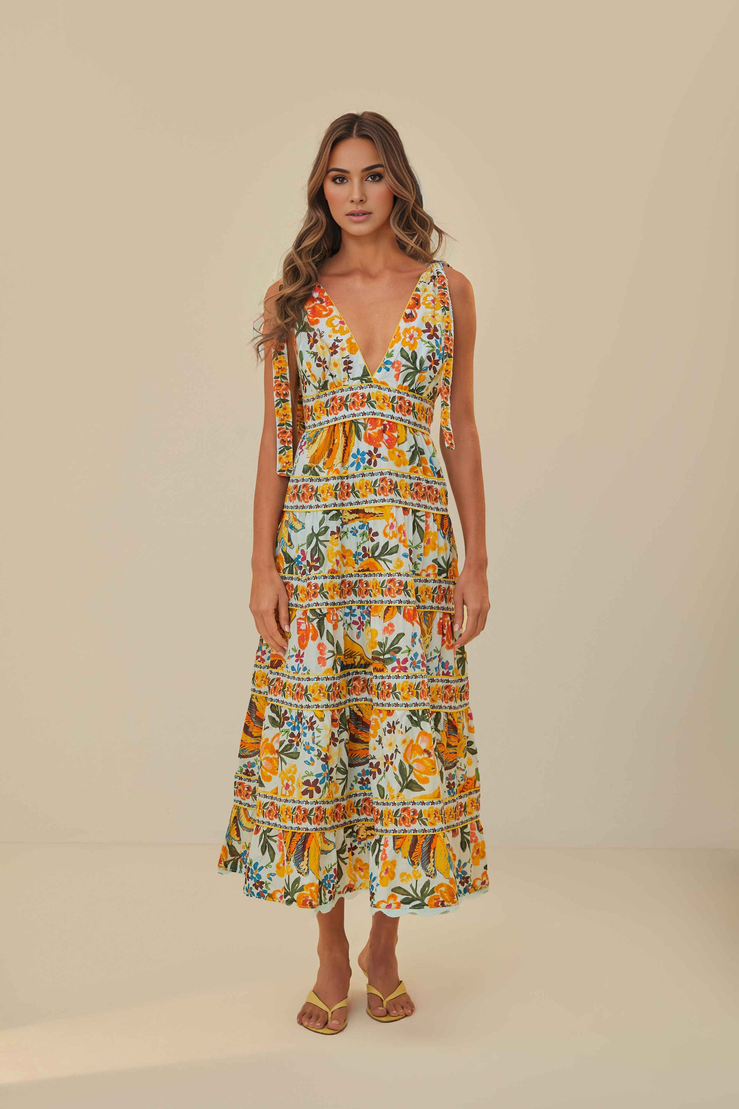 Blue Spring Bananas Midi Dress