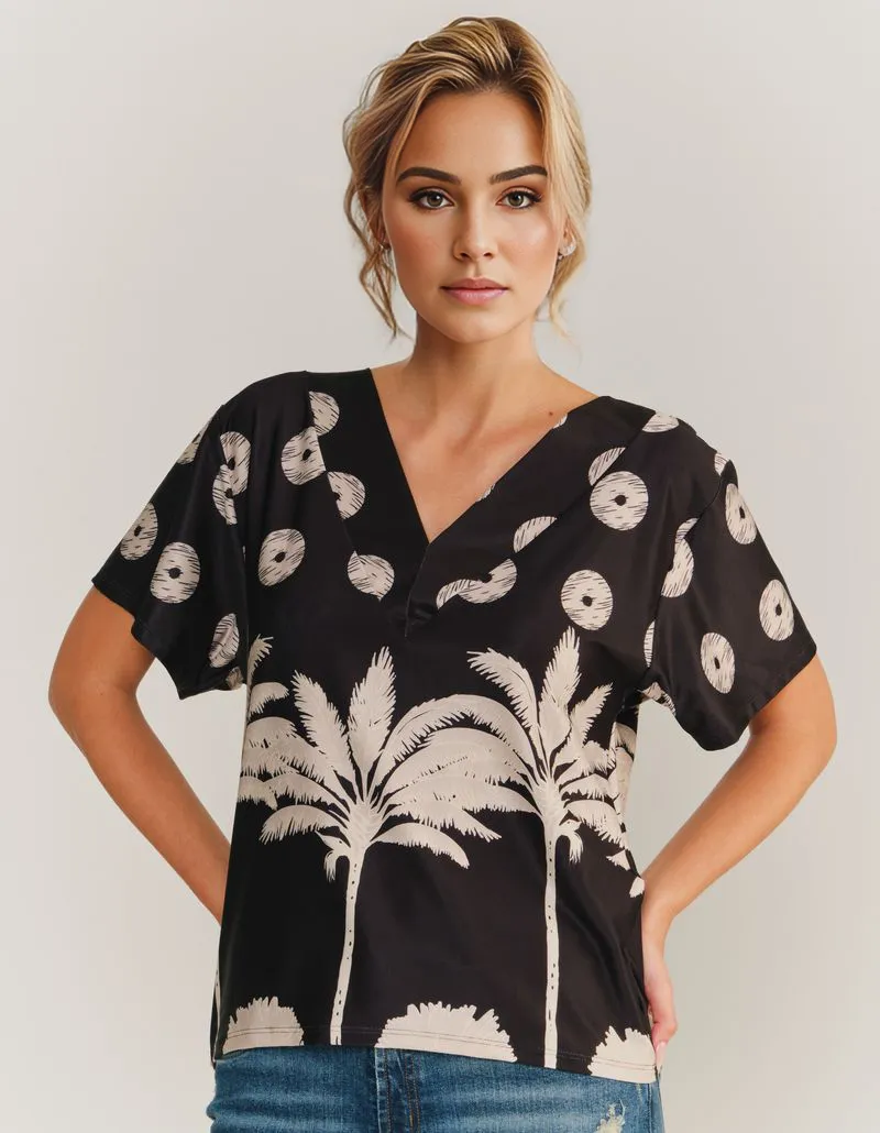 Printed Blouse Ventos - Black