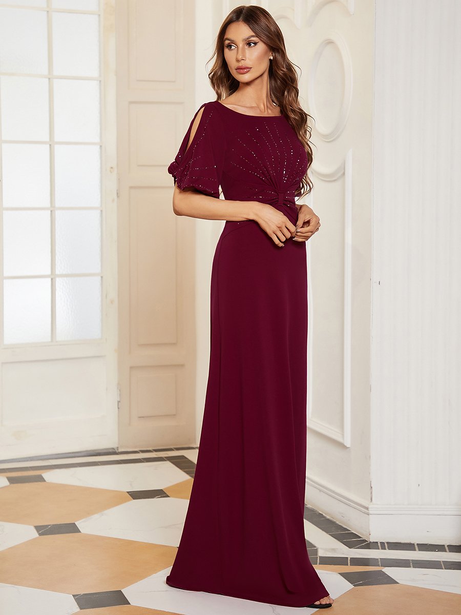 Trendy Round Neck Wholesale Chiffon Fishtail Evening Dress