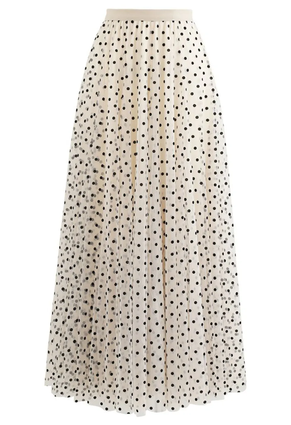 MY SECRET GARDEN TULLE MAXI SKIRT IN CREAM DOTS