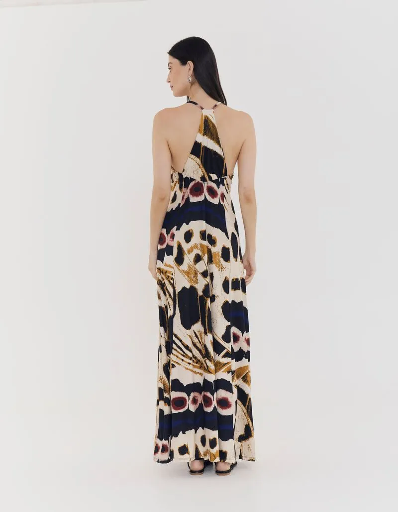 Long Printed Dress Metamorphose - Sand