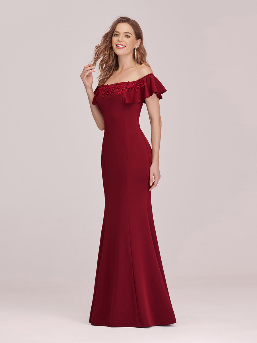 Off Shoulder Wholesale Stain Evening Dresses With Empire Waist