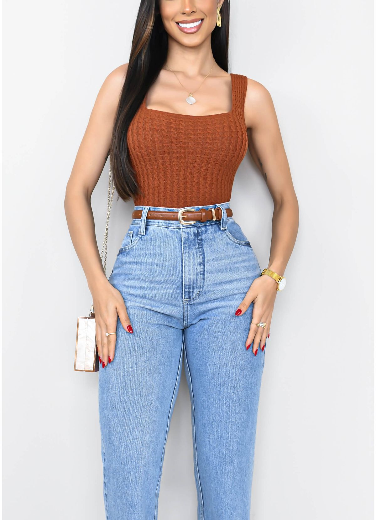 CROPPED WIDE STRAP STRAIGHT TEXTURE MODAL TOP