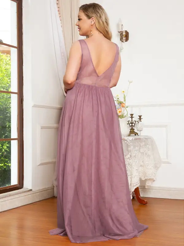 Plus Size A-Line Floral Lace Appliques Wholesale Bridesmaid Dress