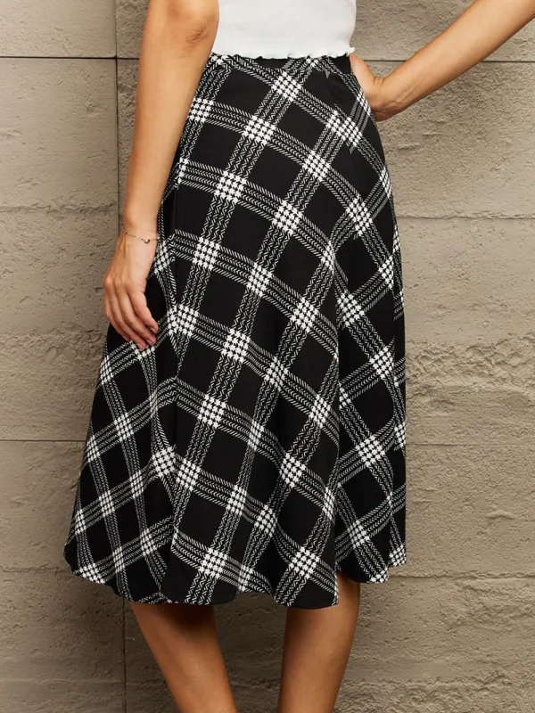 Wide Waistband Knee Length Skirt