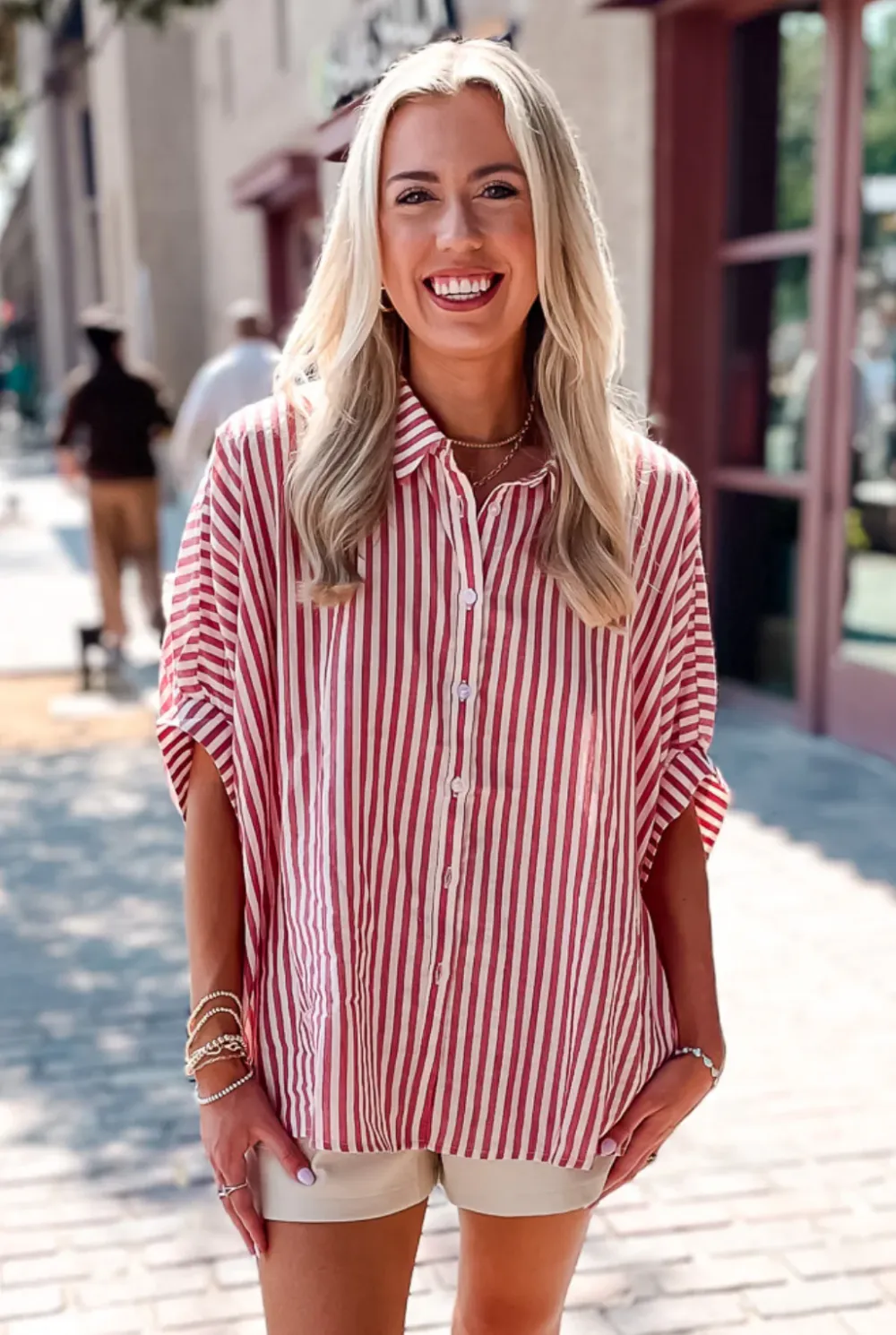 Oversized Striped Button Shirt