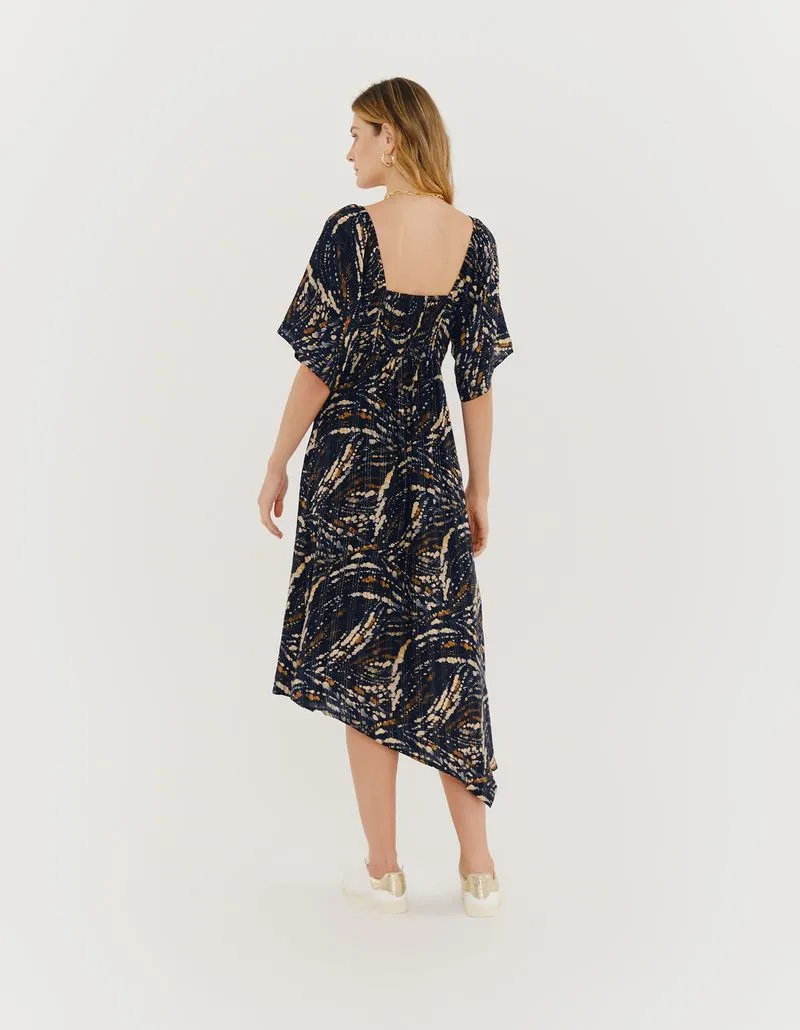 New Long Printed Constellation Dress - Navy Blue