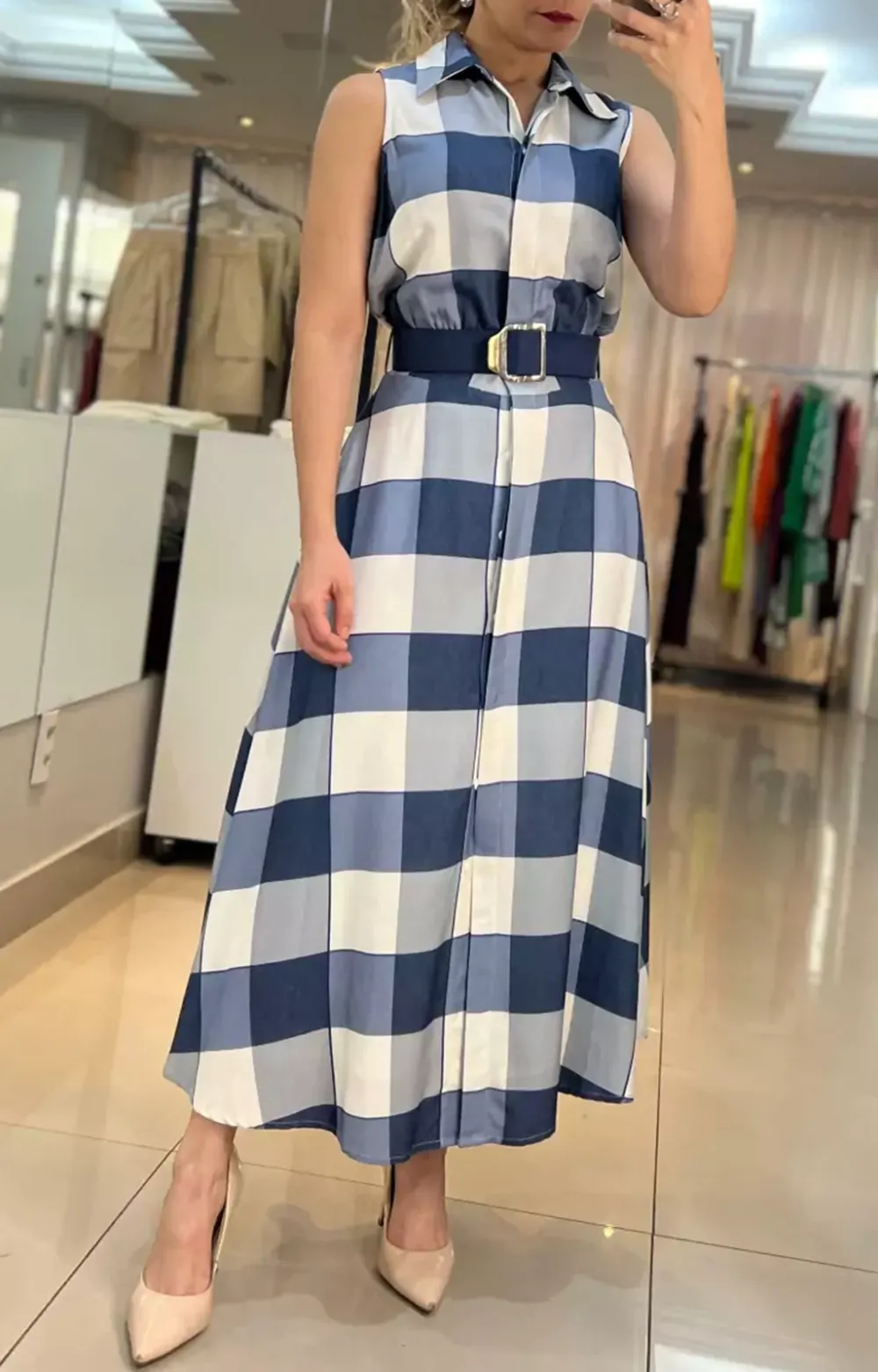 Casual loose plaid midi skirt