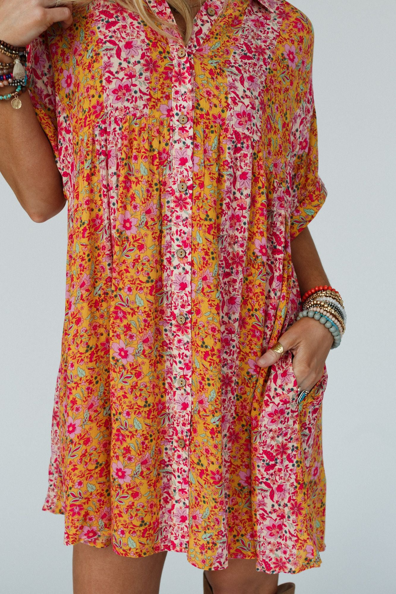 Eralyn Floral Tunic Dress - Apricot