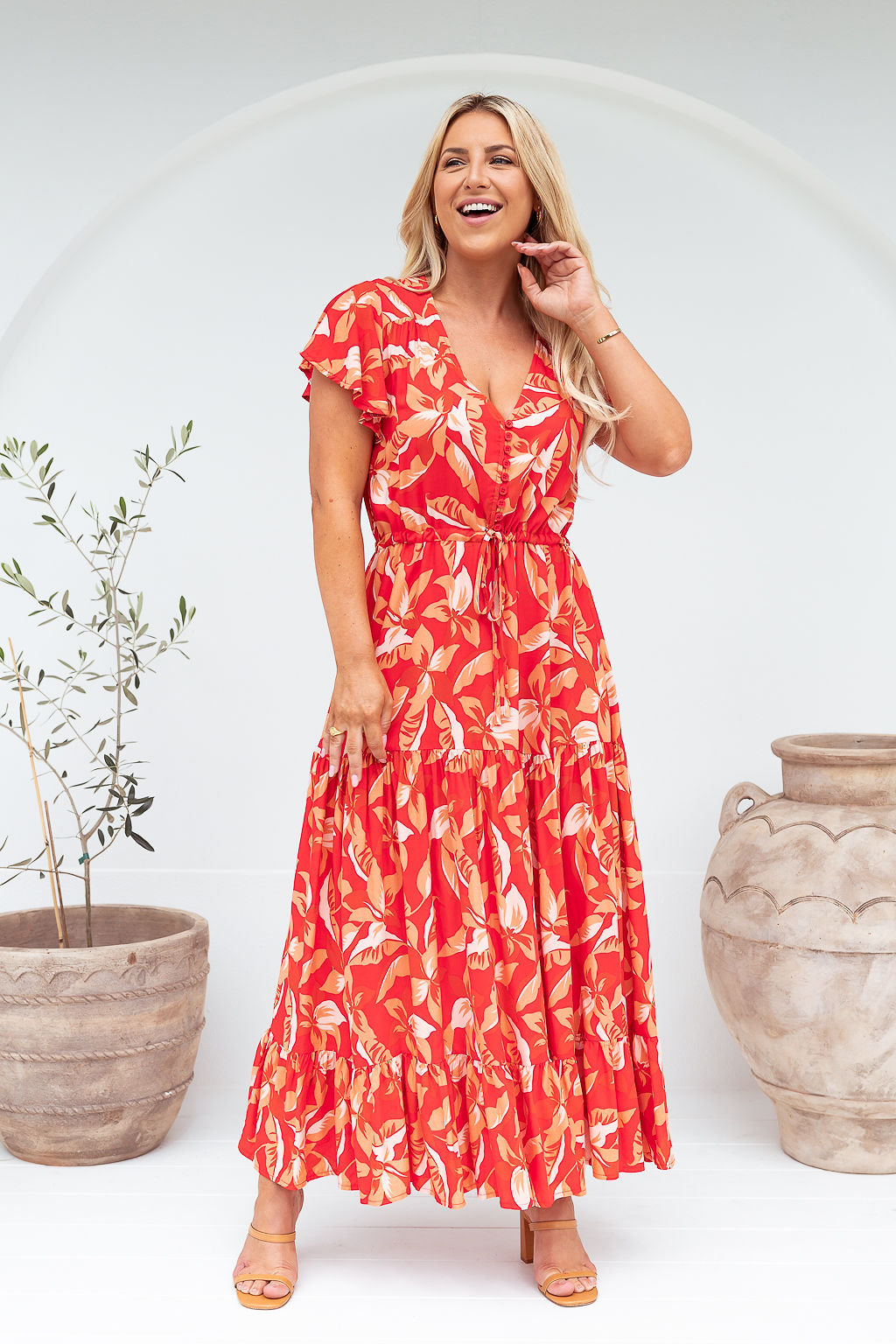 The Cora Maxi Dress - Red Fiesta