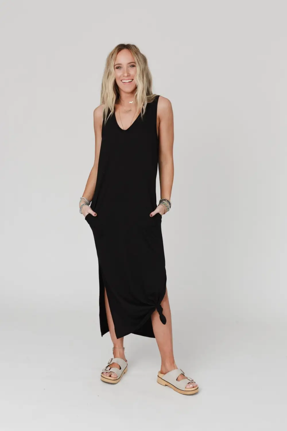 Forever Favorite Sleeveless Slit Maxi Dress - Black