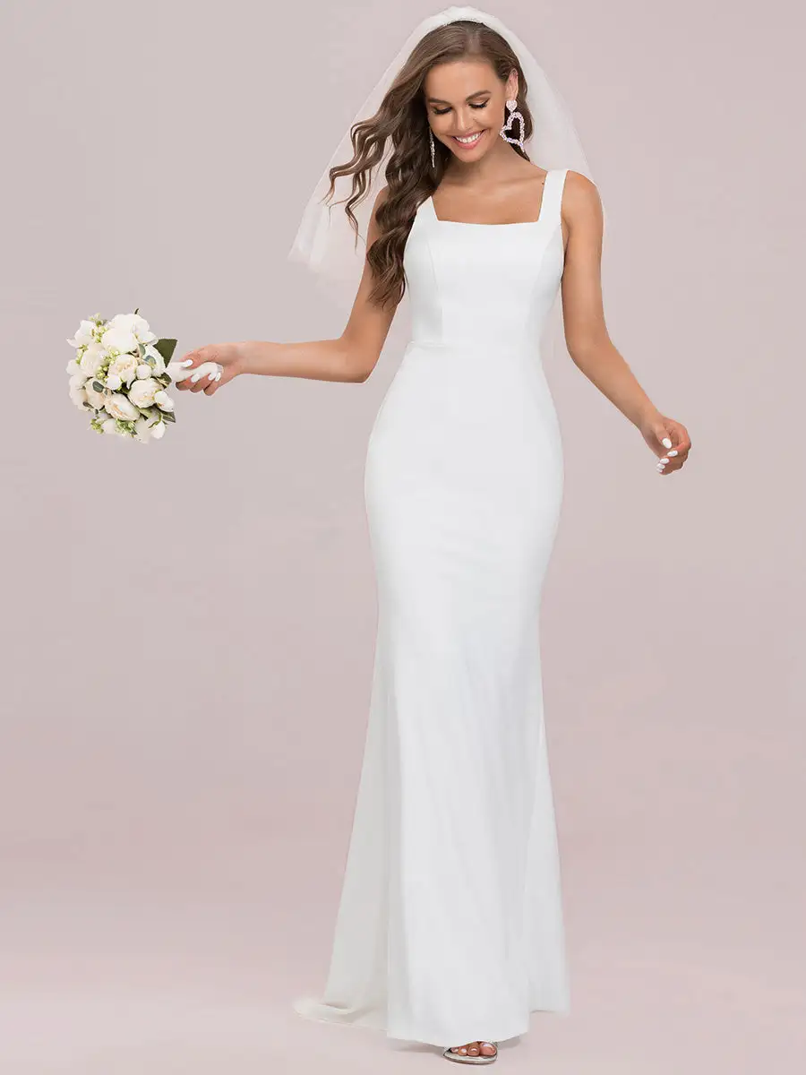 Elegant Sleeveless Square Neckline Wholesale Wedding Dress