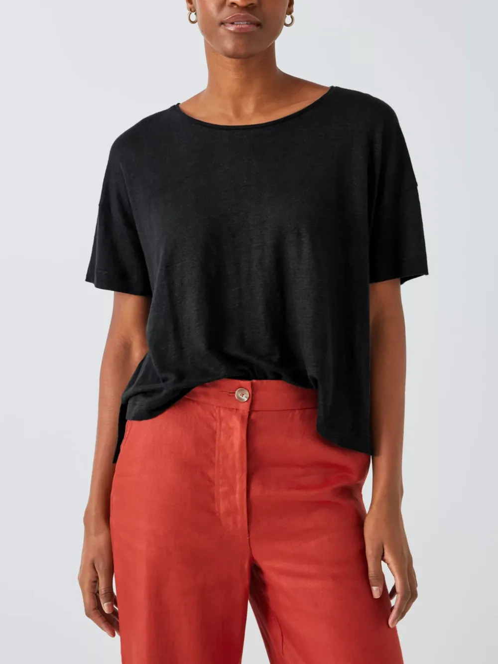 Relaxed Linen Crew Neck T-Shirt