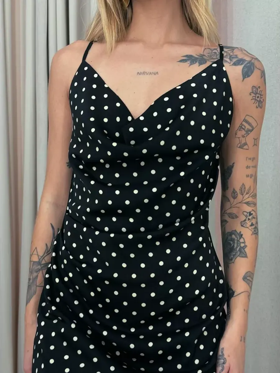 Ana Laura Black Polka Dot Dress