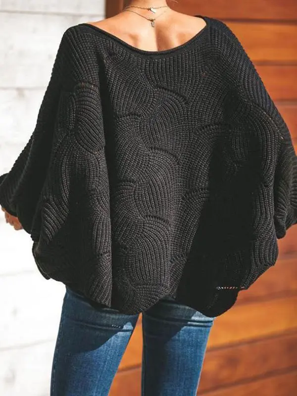 Women's Sweaters Round Neck Hollow Lantern Long Sleeve Sweater