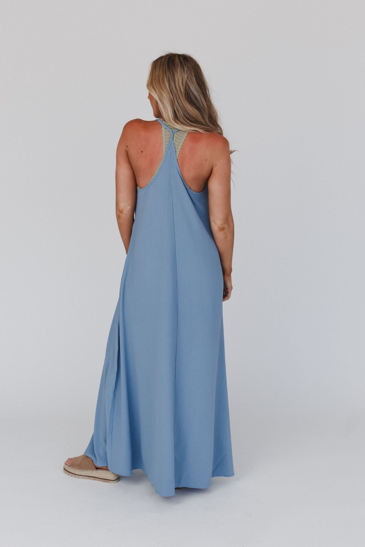 Oasis Pocket Maxi Dress - Dusty Blue