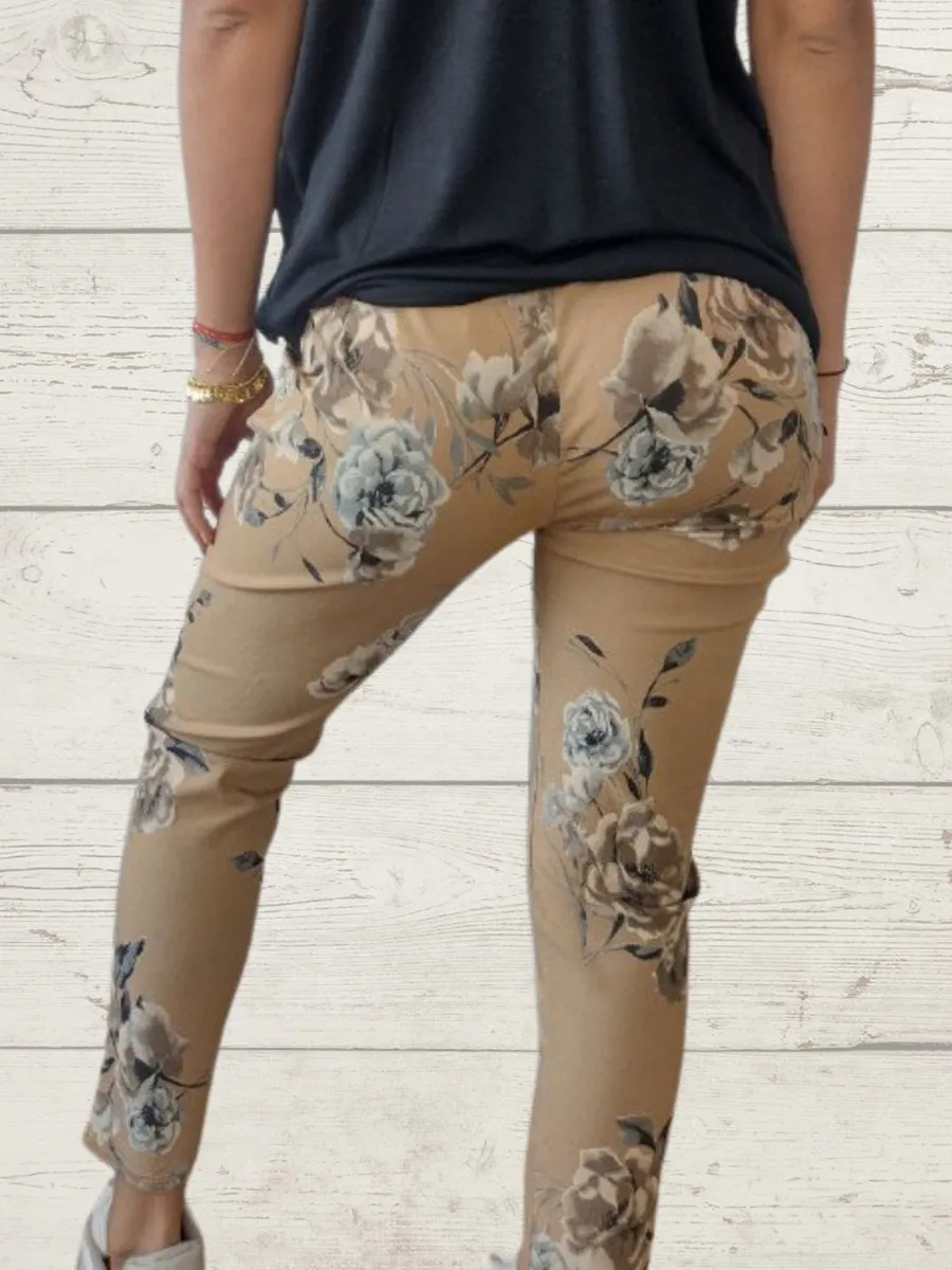 Women's Casual Print Elastic Rope Trousers