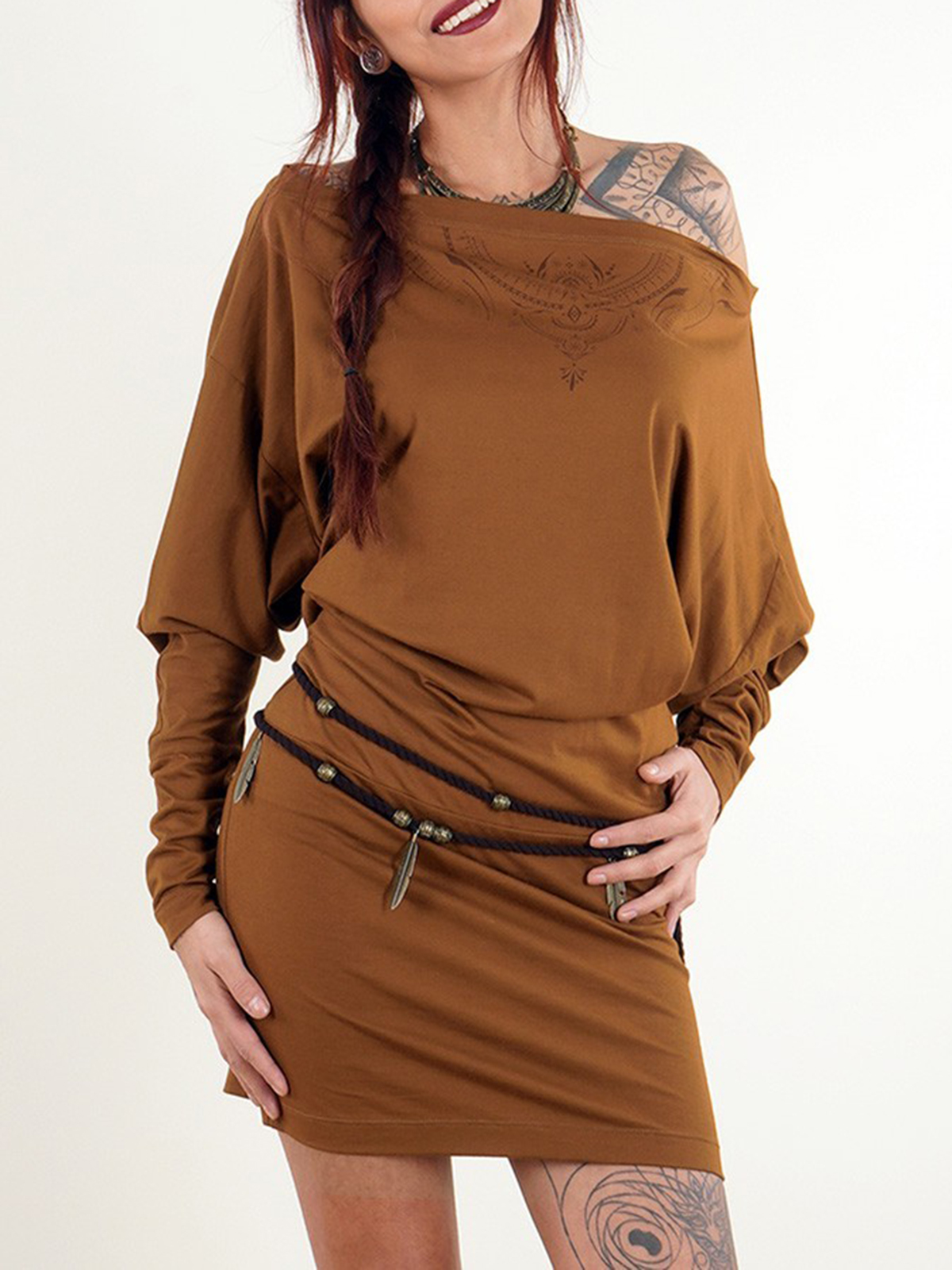 Batwing Sleeves Short Dress