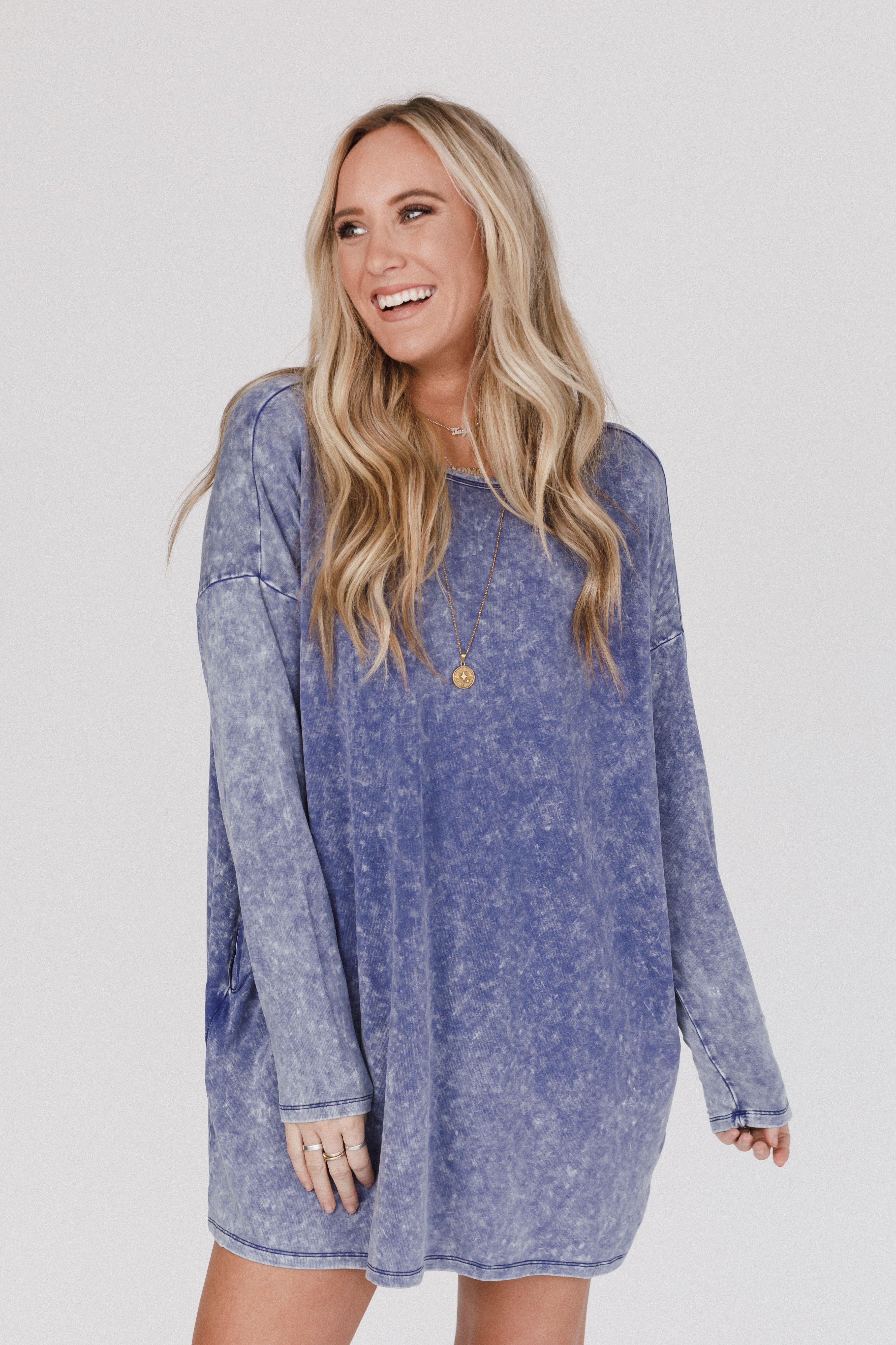 Archie Drop Shoulder Tunic - Blue