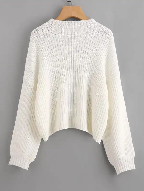 Drop Shoulder Balloon Sleeve Sweater