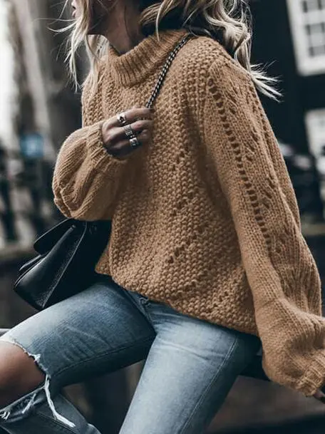 Women's Sweaters Fashion Round Neck Long Sleeve Sweater