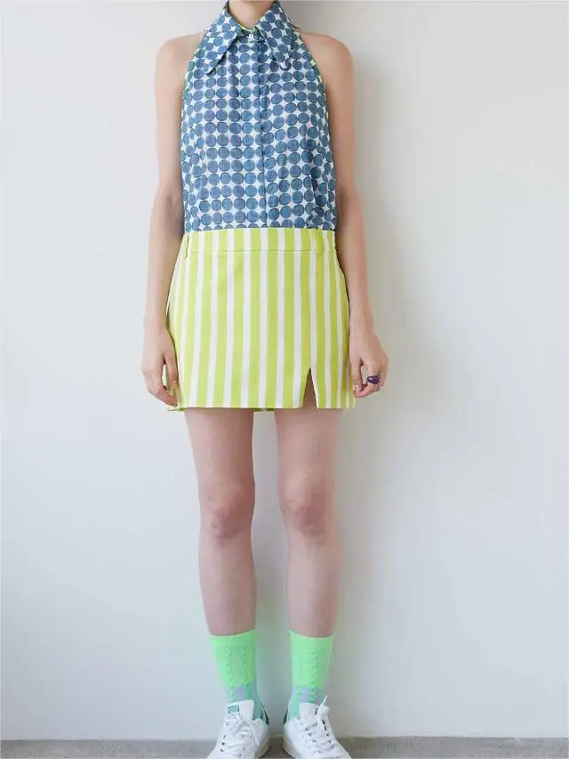 LIME STRIPED TAPA SKIRT