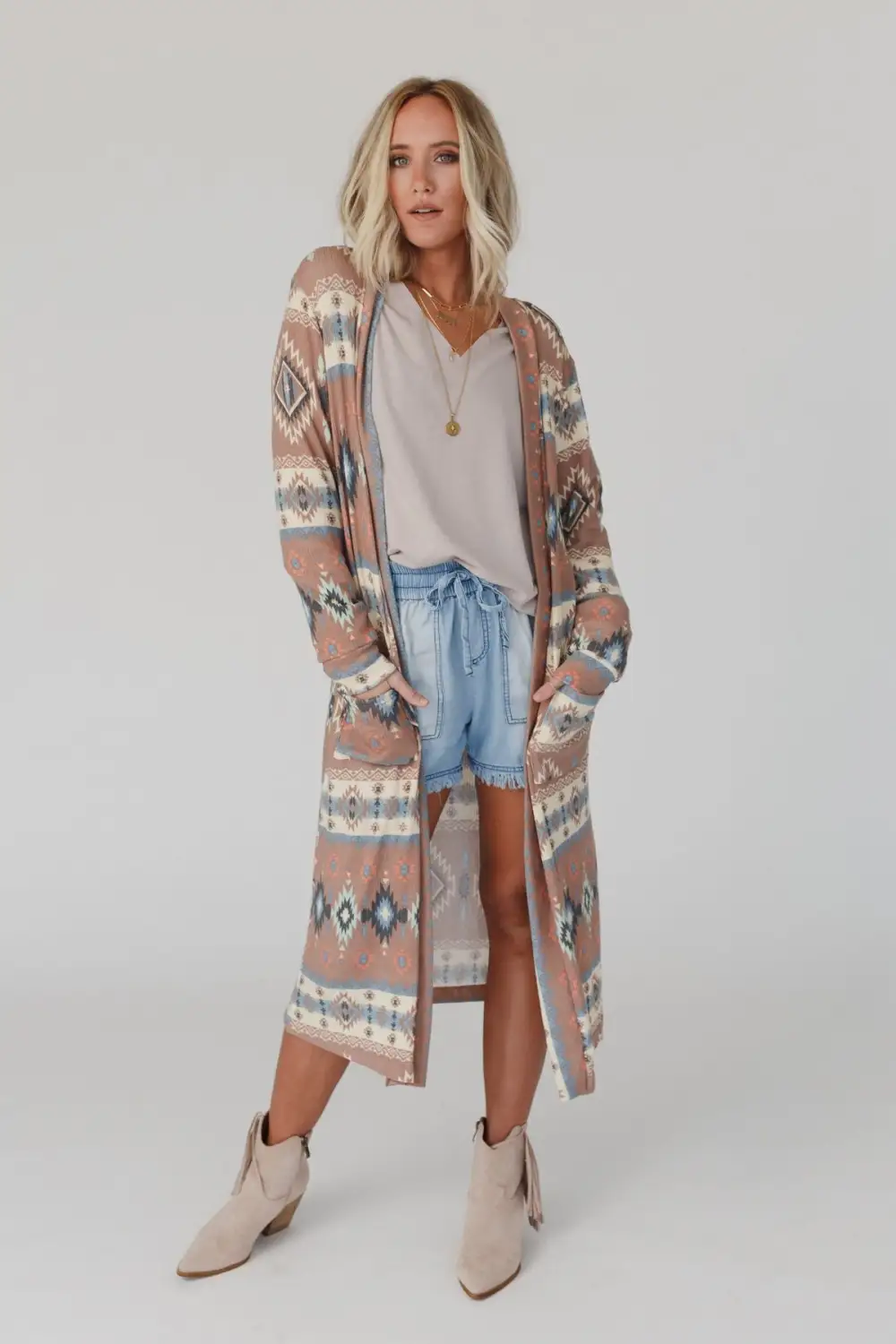 Santa Fe Rose Duster Cardigan - Multi